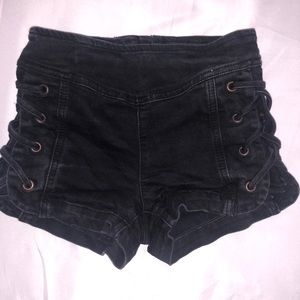 Black jean shorts